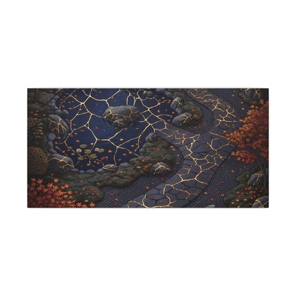 Moonlit Garden Gold Vein Canvas Art | Resilient Kintsugi Art