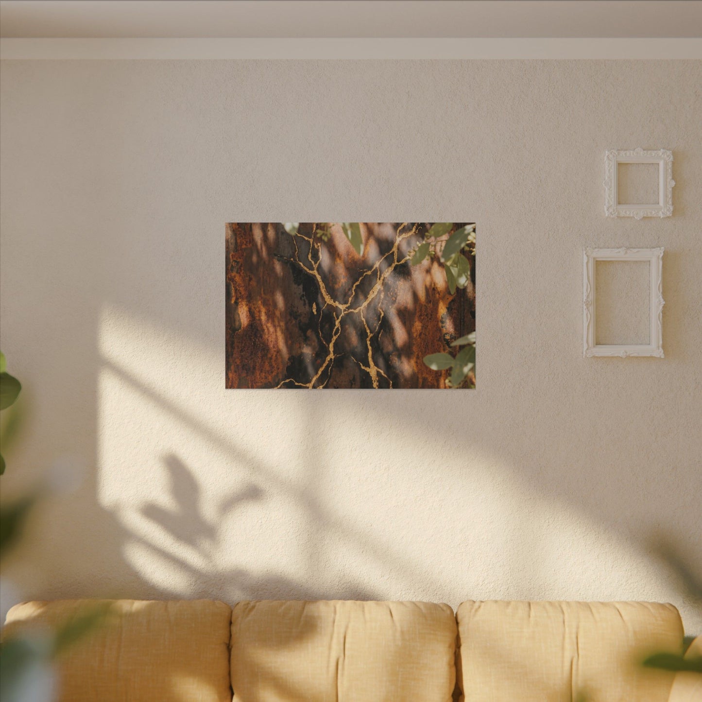 Kanso Rust Patina Canvas Art - Kintsugi Gold Vein