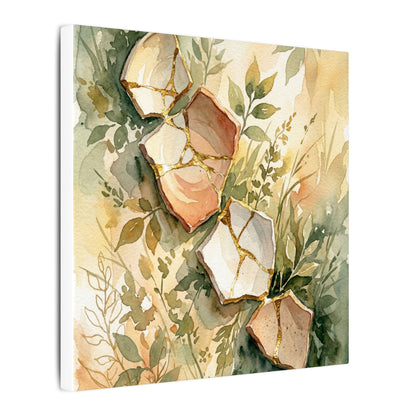 Japandi Broken Pottery in Golden Hour | Watercolor Canvas Art
