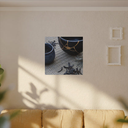 Kintsugi Tea Ceremony in Overcast | Gold Vein Canvas Art