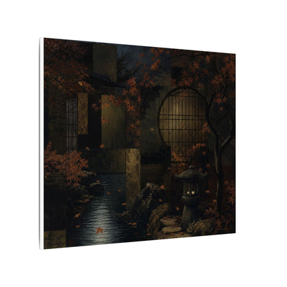Moonlight Moonlit Garden Canvas Art - Dark Japandi Shibui
