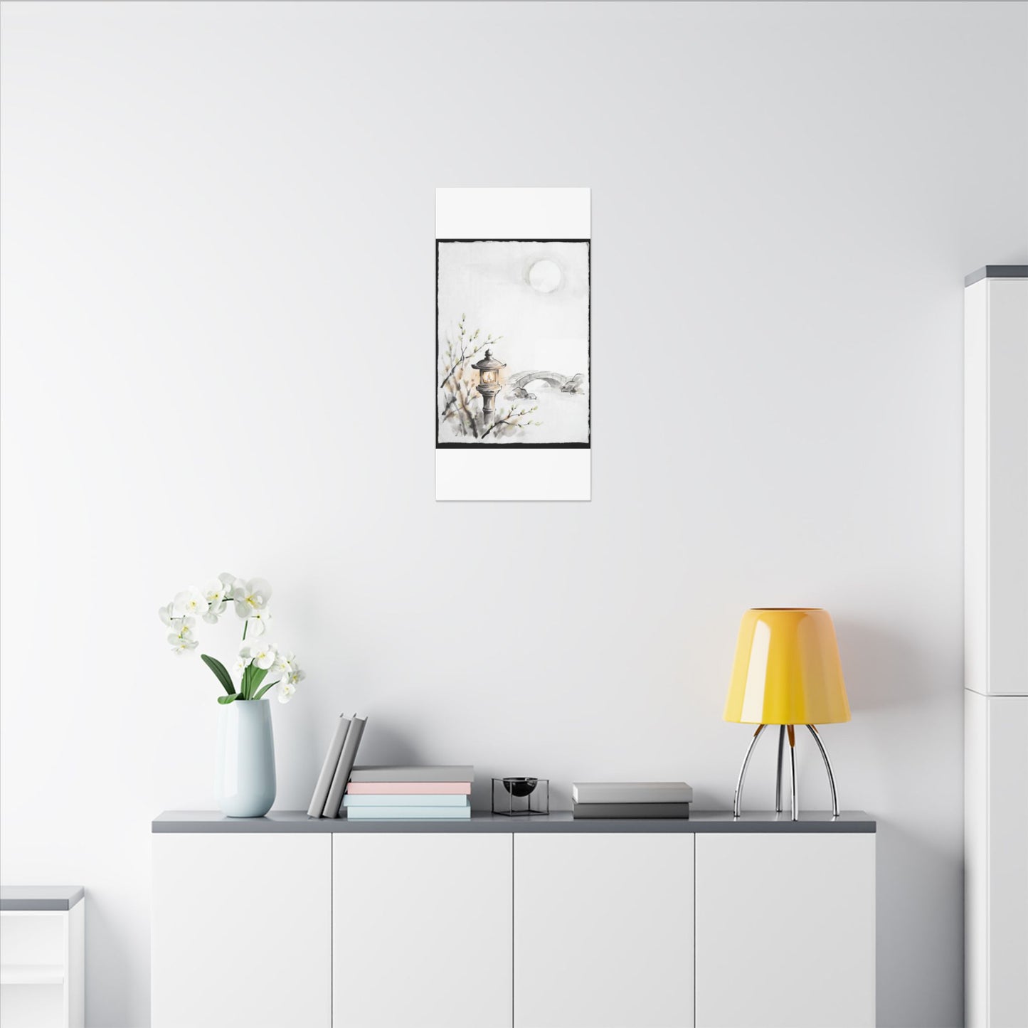 Moonlit Garden Spring Canvas Art | Zen Contemplative Design