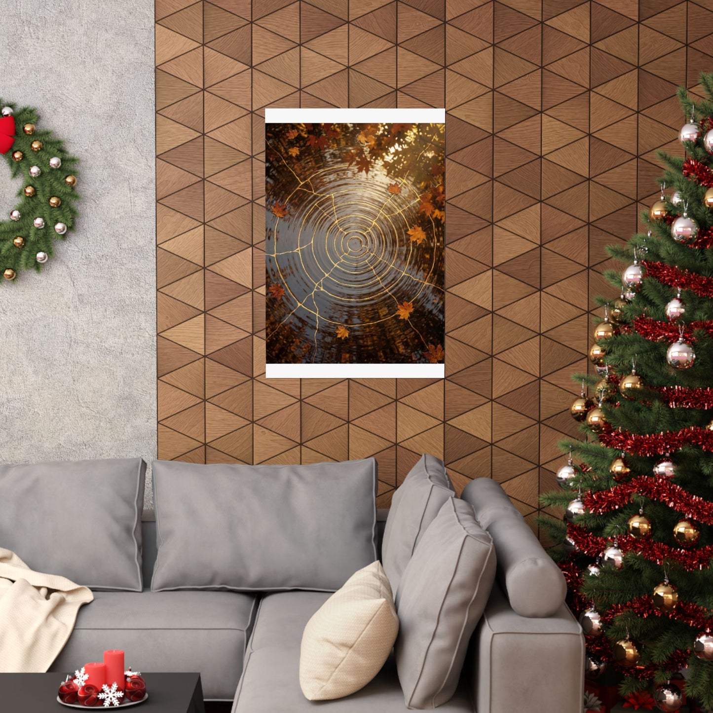 Water Ripple Autumn Wall Art Print | Kintsugi Resilient Design