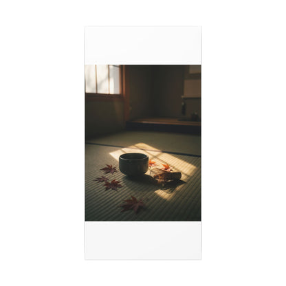 Dark Japandi Tea Ceremony in Golden Hour | Moody Minimal Canvas Art