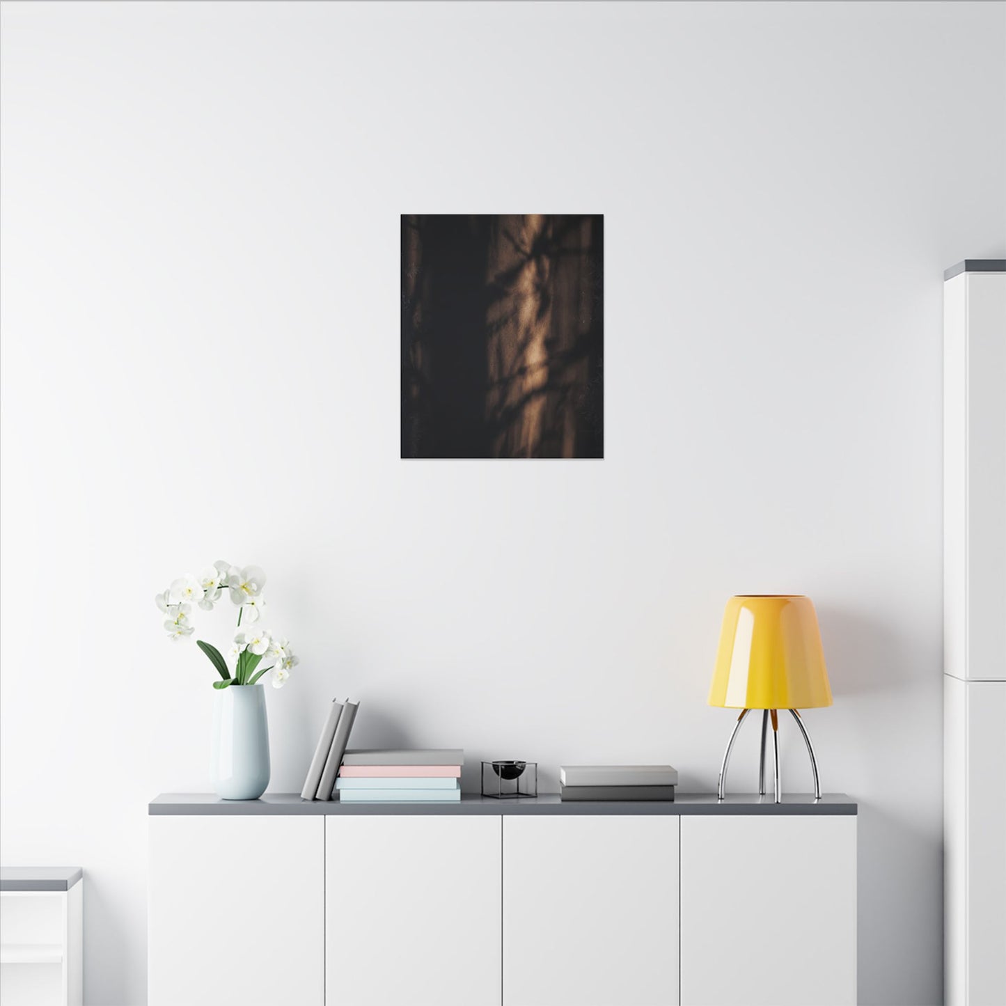 Winter Shadow Play Moody Minimal Canvas Art | Luxurious Decor