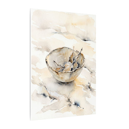 Ceramic Bowl Canvas Art | Winter Japandi Watercolor Art