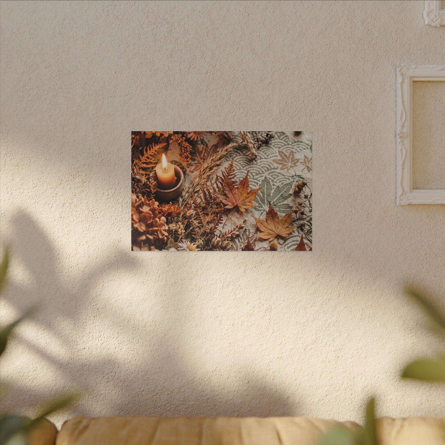 Candlelight Dried Flowers Canvas Art - Japandi Seijaku