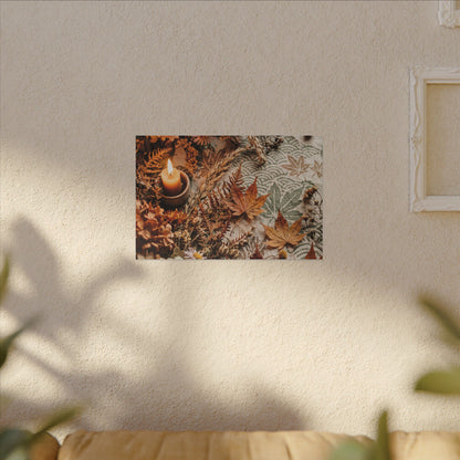 Candlelight Dried Flowers Canvas Art - Japandi Seijaku