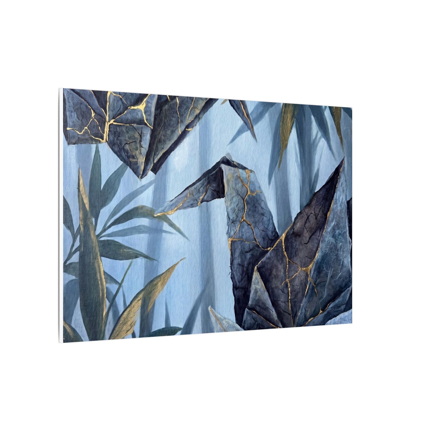 Paper Fold Canvas Art | Summer Kintsugi Crackle Gold Art
