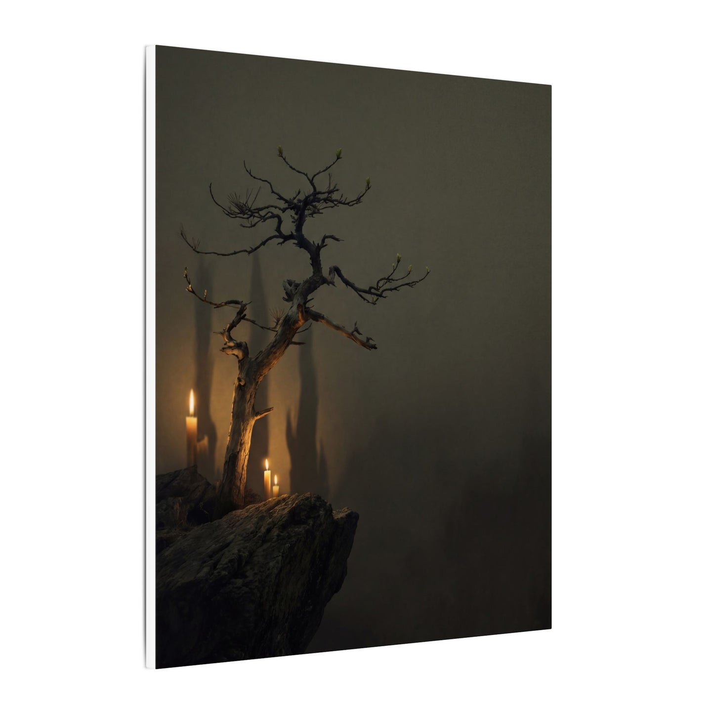 Ma Pine Tree Canvas Art - Dark Japandi Shadow Zen