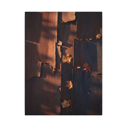 Seijaku Rust Patina Canvas Art - Dark Japandi Shadow Zen