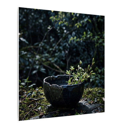 Dappled Ceramic Bowl Canvas Art - Dark Japandi Datsuzoku