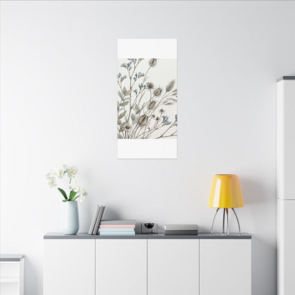 Dried Flowers Canvas Art | Summer Japandi Watercolor Art