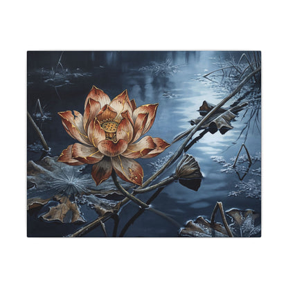 Winter Lotus Flower Broken Beauty Canvas Art | Healing Decor
