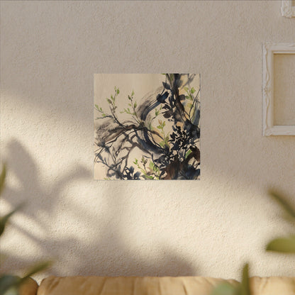 Ma Shadow Play Canvas Art - Dark Japandi Charcoal Ink