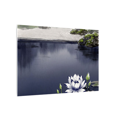 Lotus Flower Karesansui Canvas Art | Tranquil Zen Art