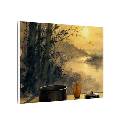 Tea Ceremony Sumi E Canvas Art | Contemplative Zen Art