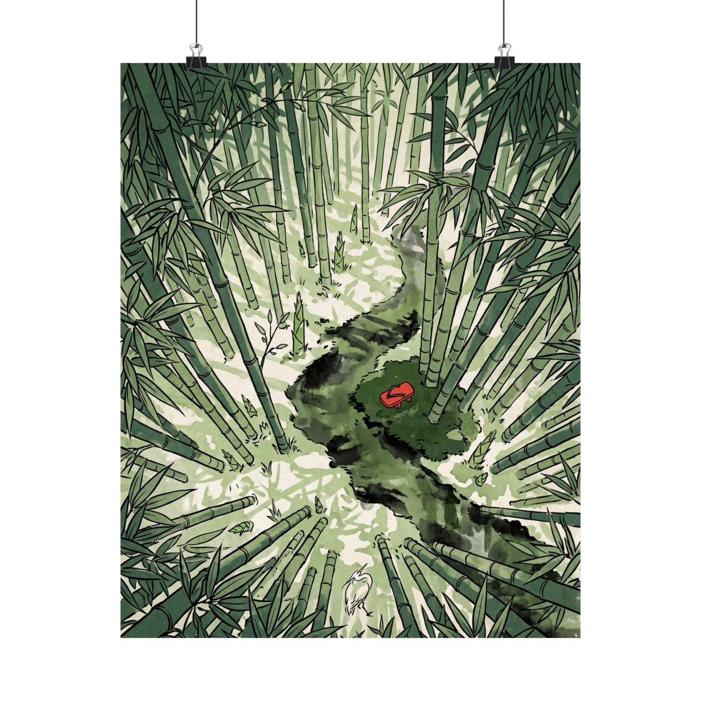 Zen Bamboo Grove in Overcast | Ukiyo E Inspired Wall Art Print