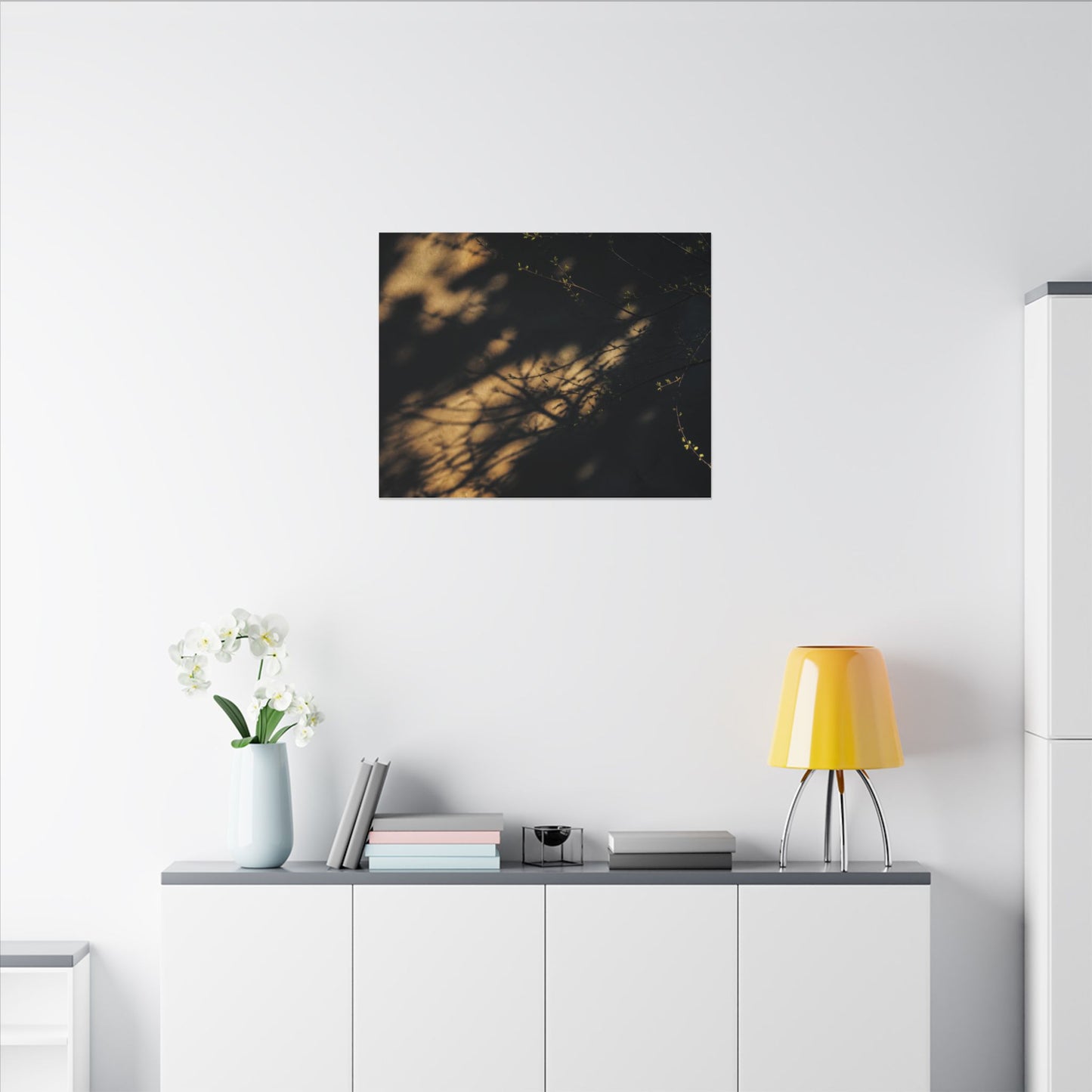 Moody Shadow Play Canvas Art - Moody Minimal Dark Japandi