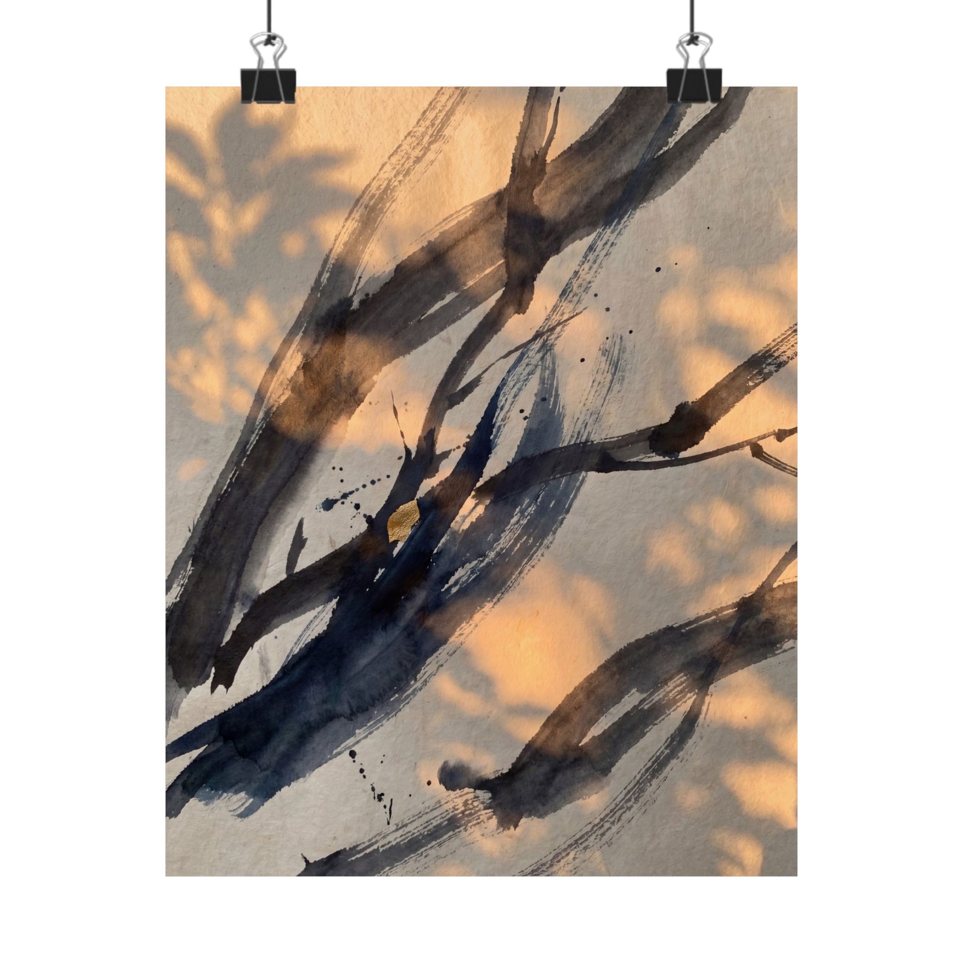 Datsuzoku Ink Brushstroke Wall Art Print - Dark Japandi Shadow Zen Art Print