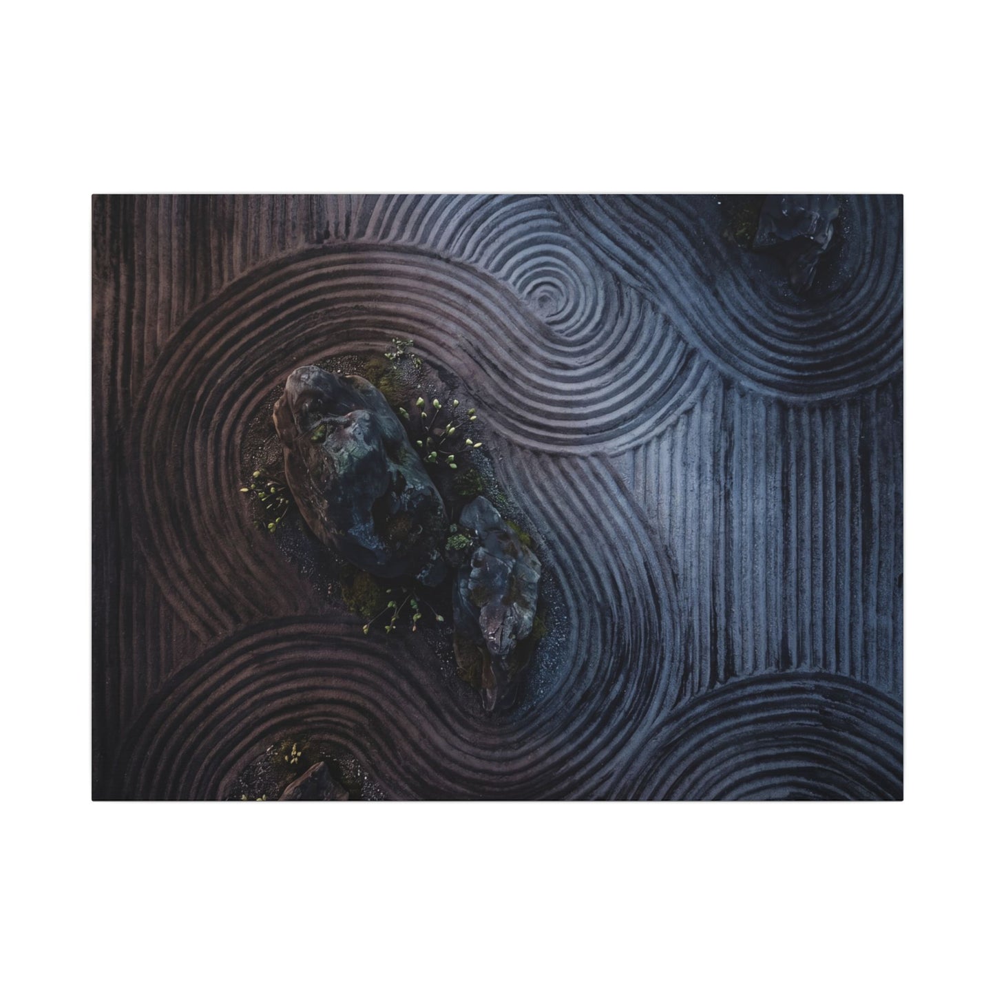 Spring Rock Garden Charcoal Ink Canvas Art | Bold Decor