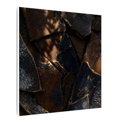 Fukinsei Broken Pottery Canvas Art - Dark Japandi Dark Texture