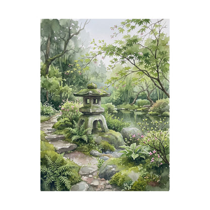 Stone Lantern Spring Wall Art Print | Japandi Elegant Design