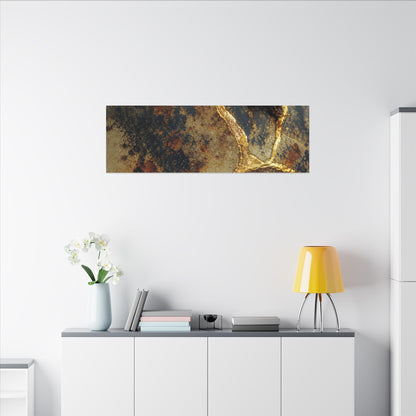 Datsuzoku Rust Patina Canvas Art - Kintsugi Crackle Gold