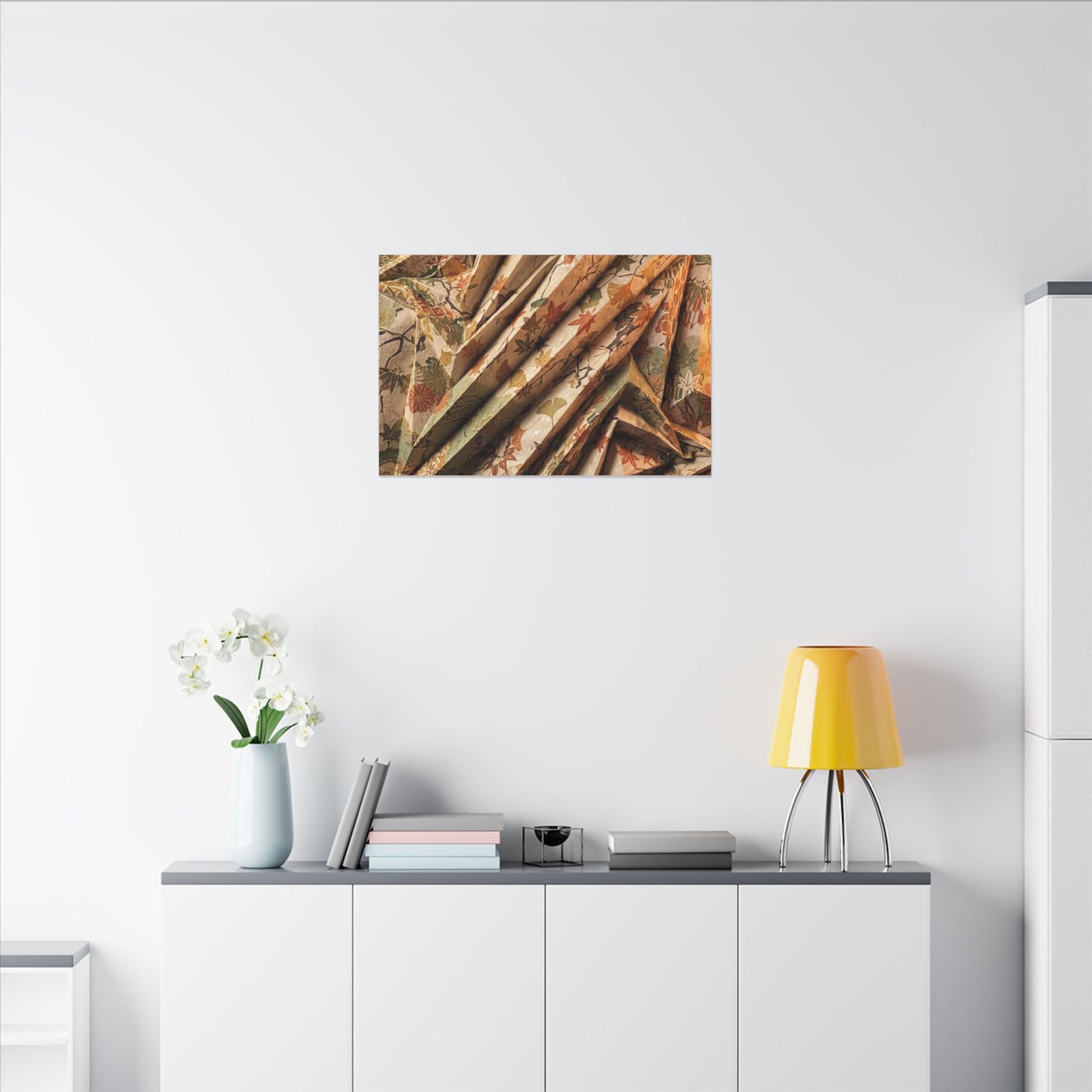 Paper Fold Autumn Canvas Art | Japandi Earthy Design