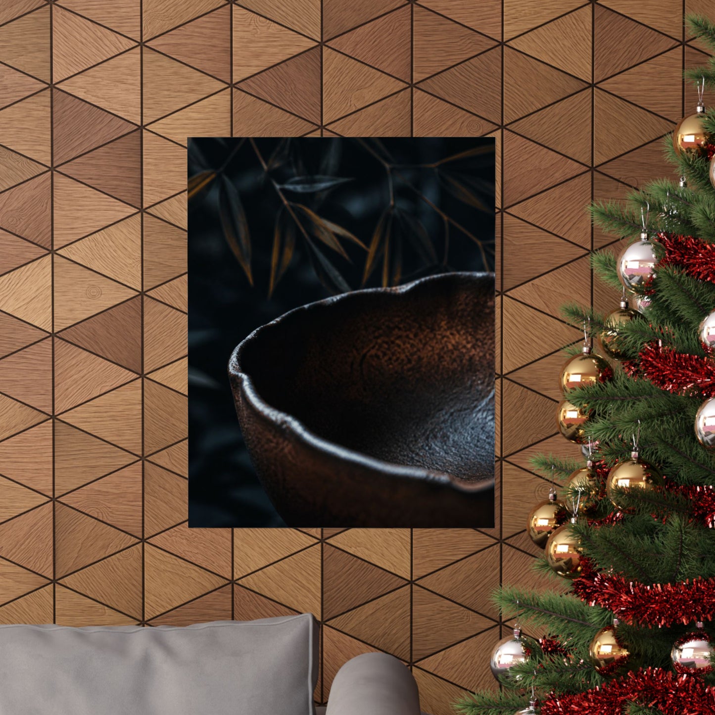 Moonlight Ceramic Bowl Wall Art Print - Dark Japandi Kanso