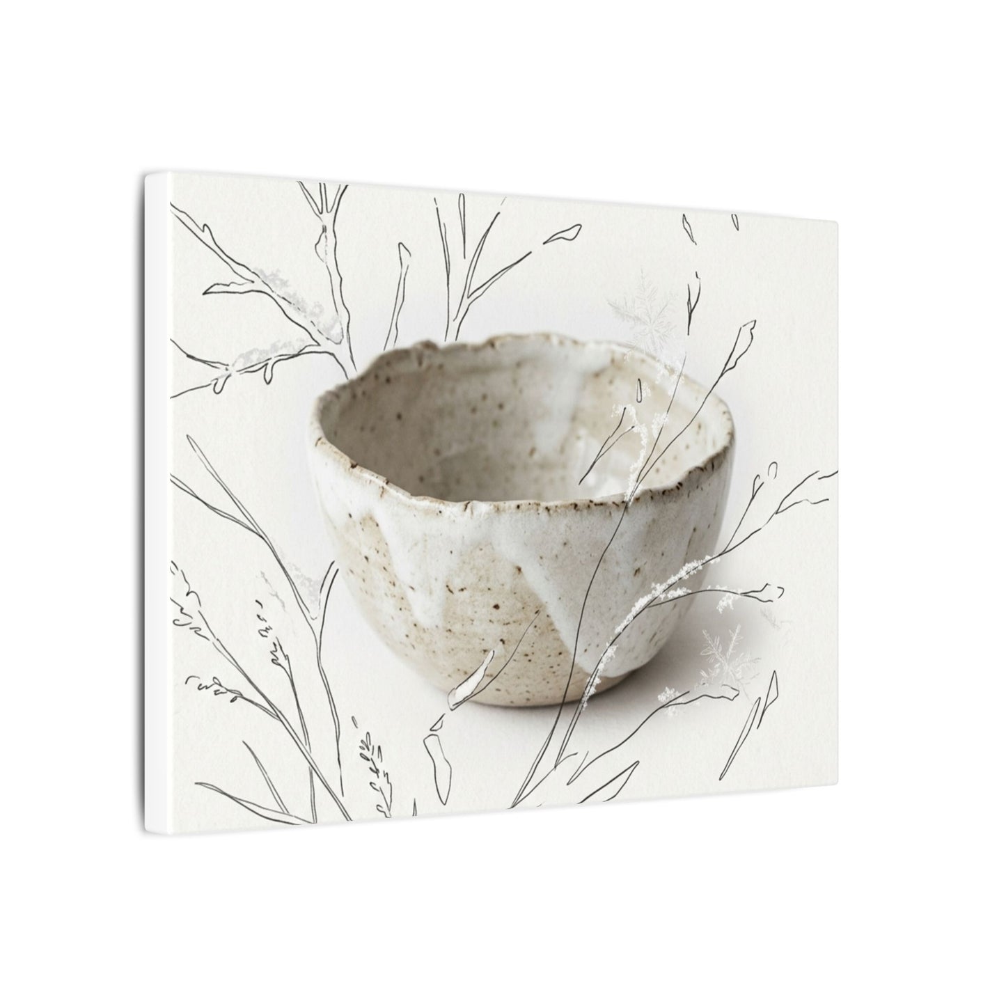 Neutral Ceramic Bowl Canvas Art - Minimal Line Japandi