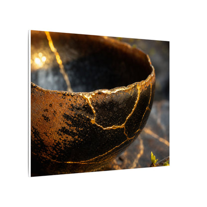Kintsugi Ceramic Bowl in Golden Hour | Gold Vein Canvas Art