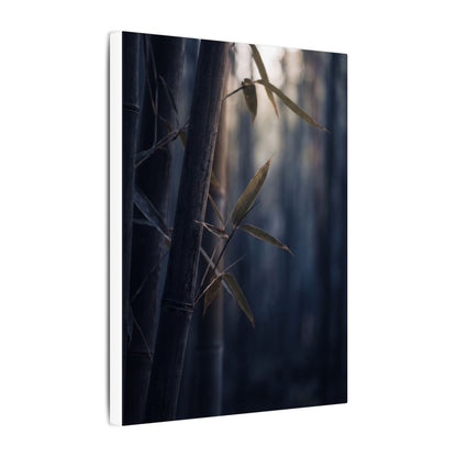 Dark Japandi Bamboo Grove in Dawn | Moody Minimal Canvas Art