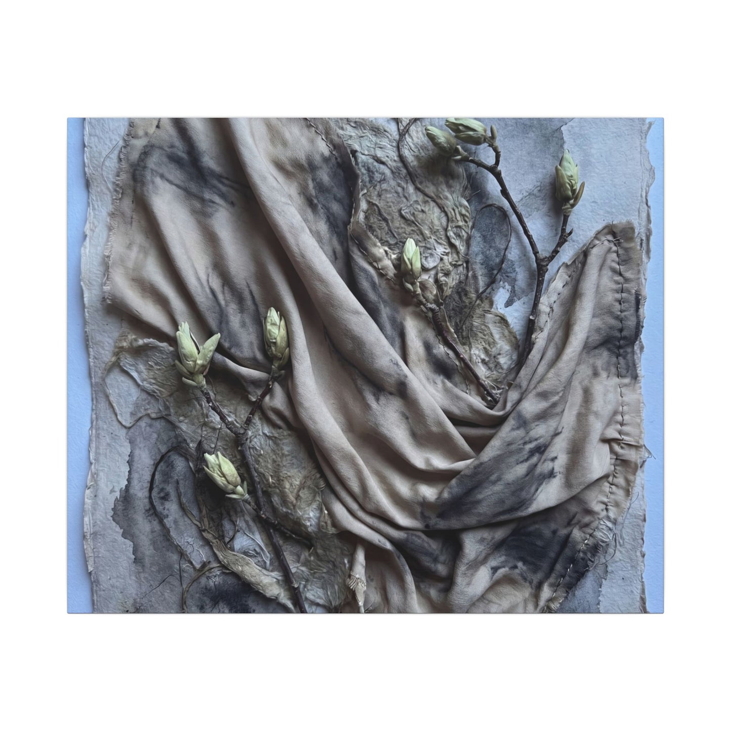 Japandi Silk Drape in Moonlight | Texture Canvas Art