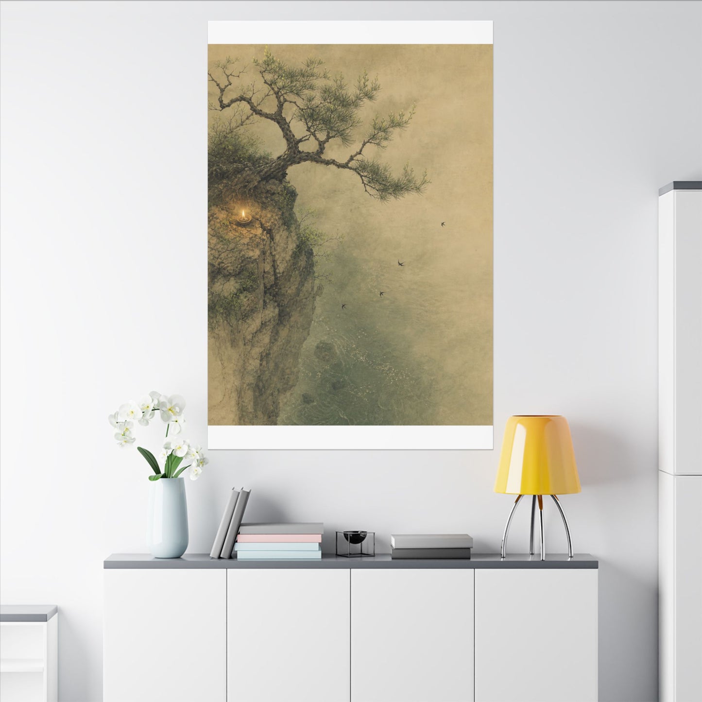 Spring Pine Tree Minimal Line Canvas Art | Earthy Decor