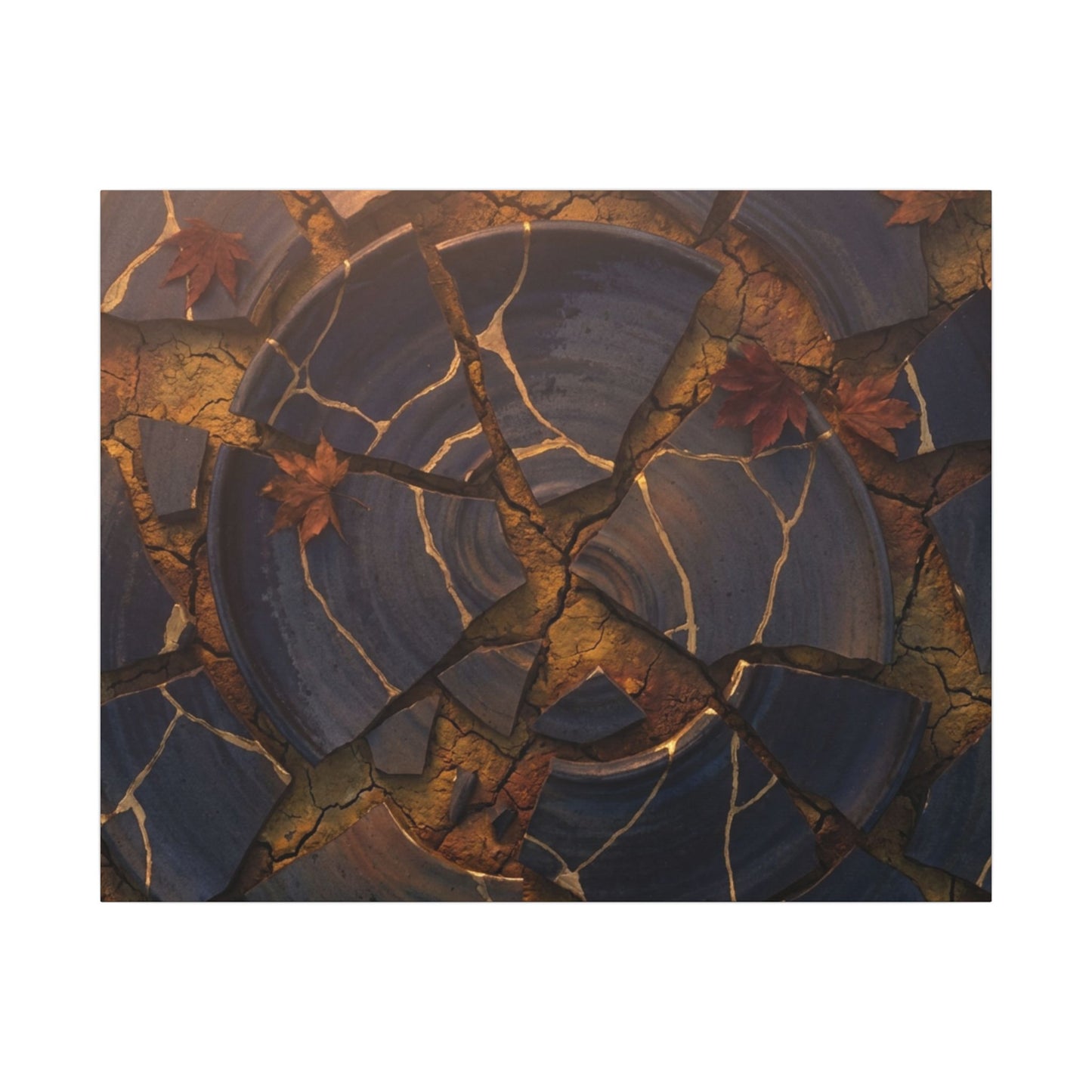Autumn Cracked Earth Gold Repair Canvas Art | Philosophical Decor
