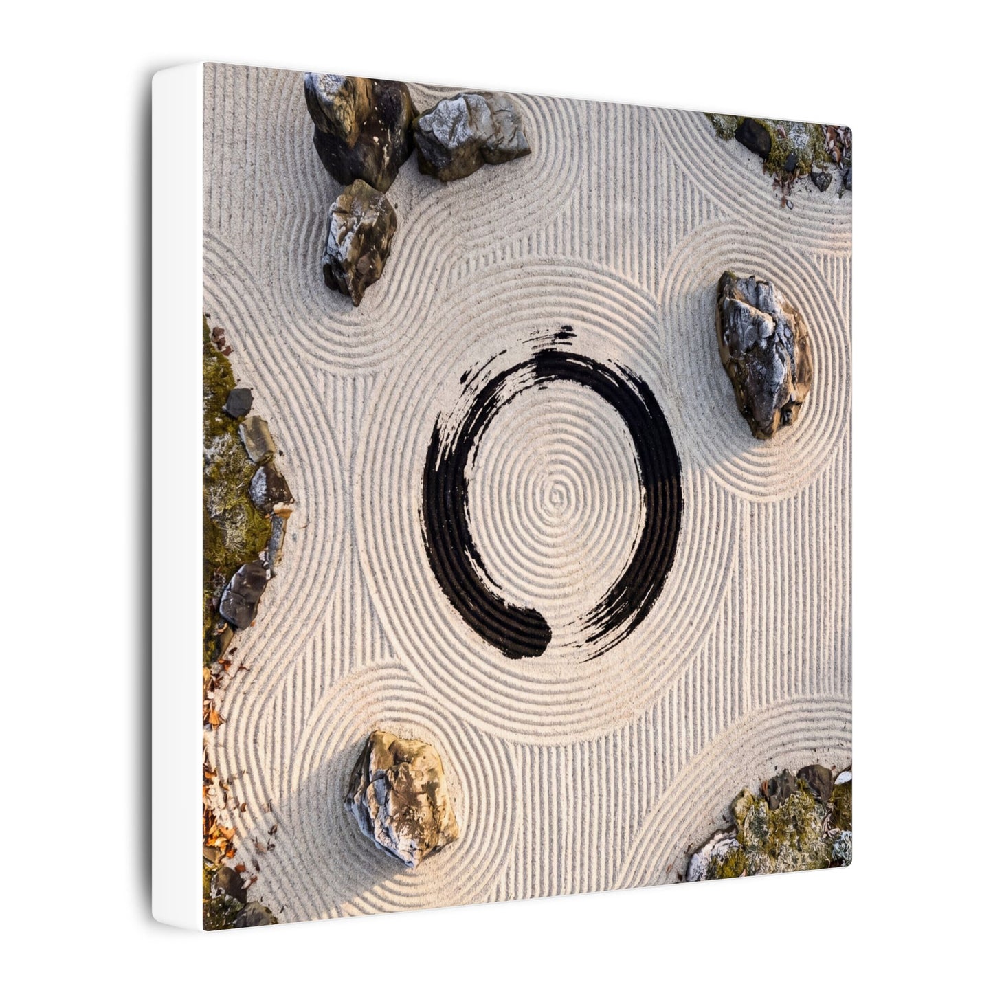 Rock Garden Canvas Art | Winter Zen Enso Art