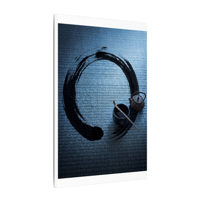 Winter Tea Ceremony Enso Canvas Art | Peaceful Decor