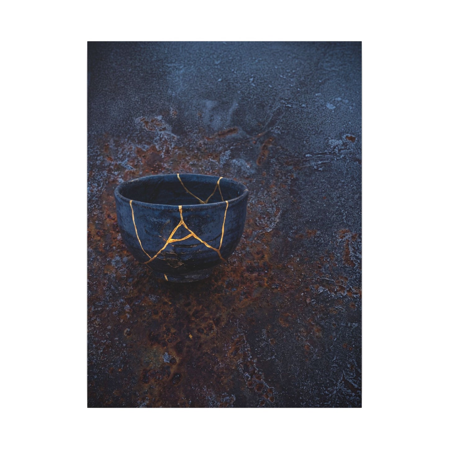 Rust Patina Winter Canvas Art | Kintsugi Healing Design
