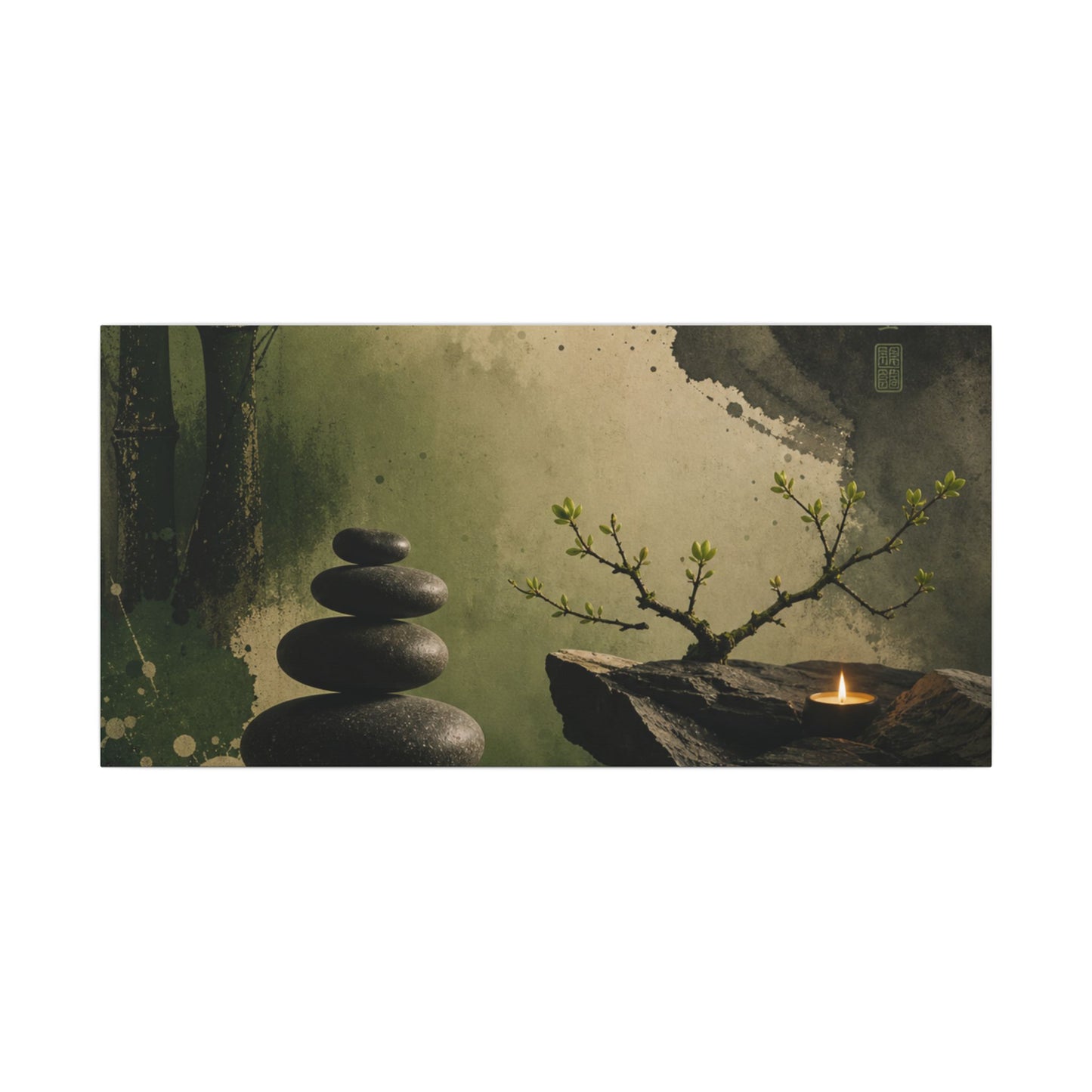 River Stones Spring Canvas Art | Zen Contemplative Design