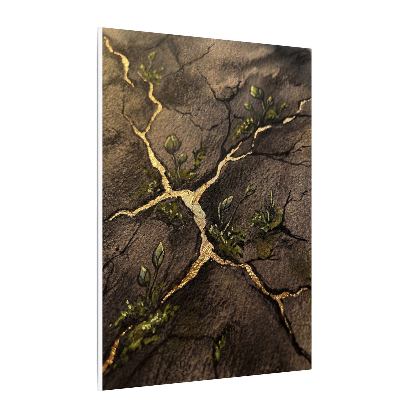 Spring Cracked Earth Charcoal Ink Canvas Art | Luxurious Decor