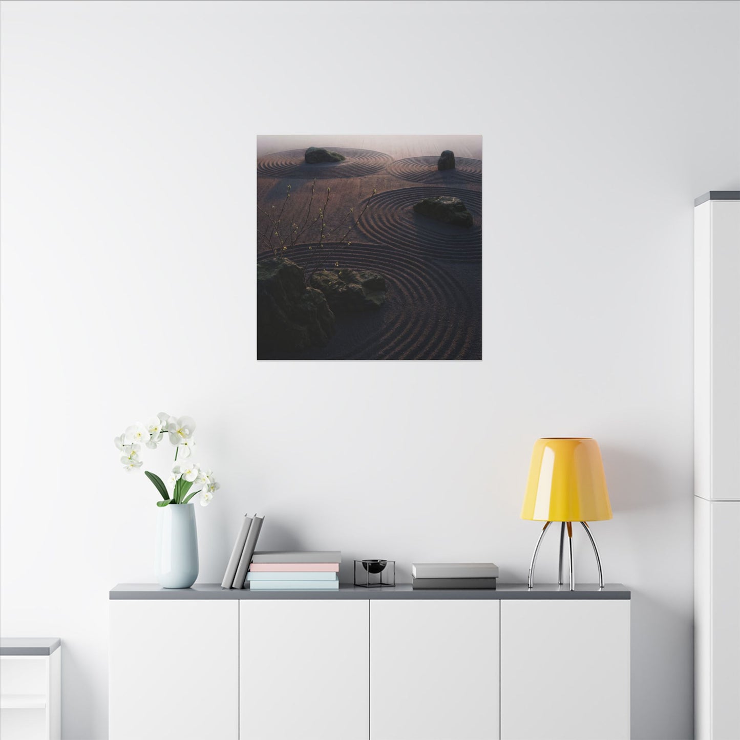 Spring Rock Garden Shadow Zen Canvas Art | Luxurious Decor