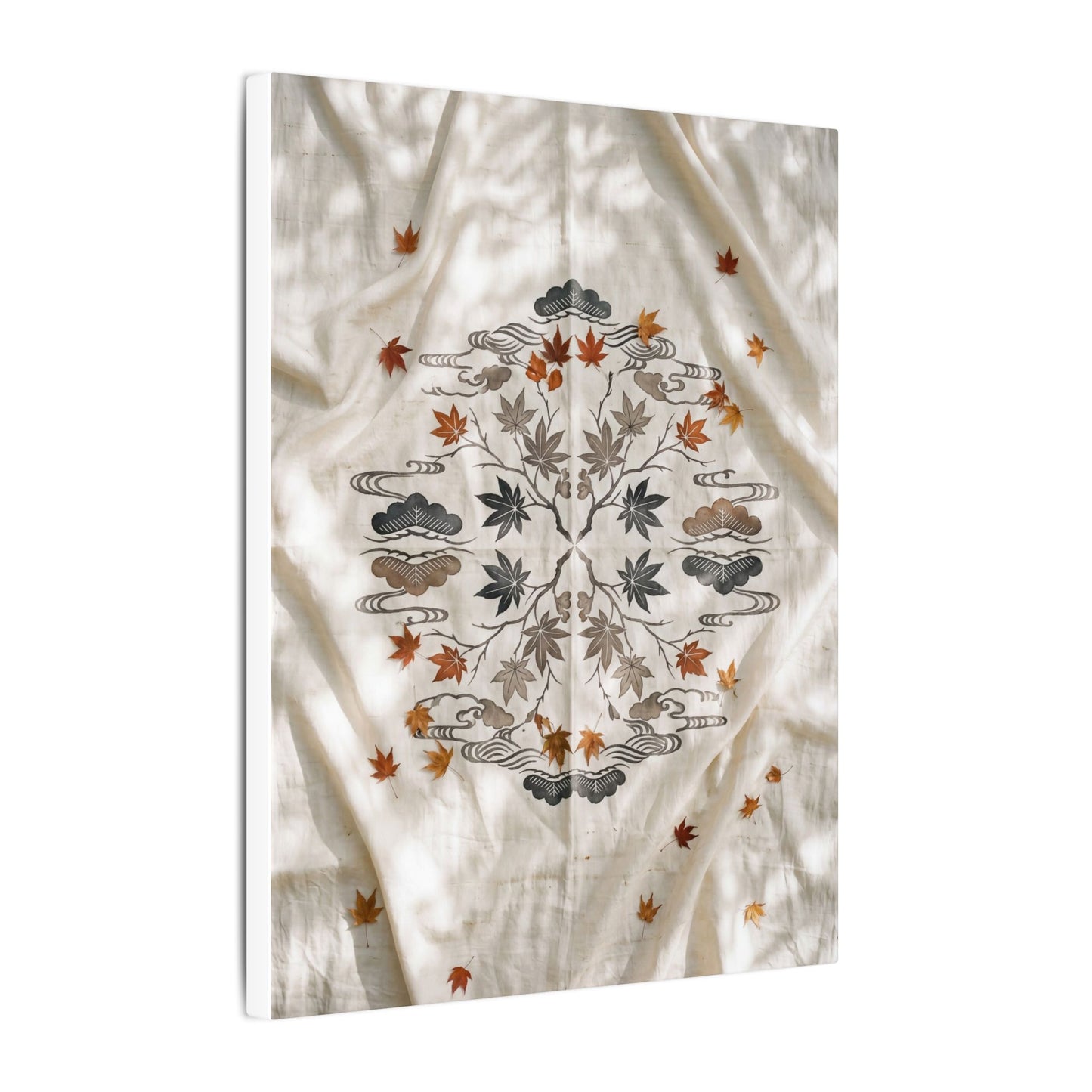 Elegant Silk Drape Canvas Art - Japanese Pattern Japandi