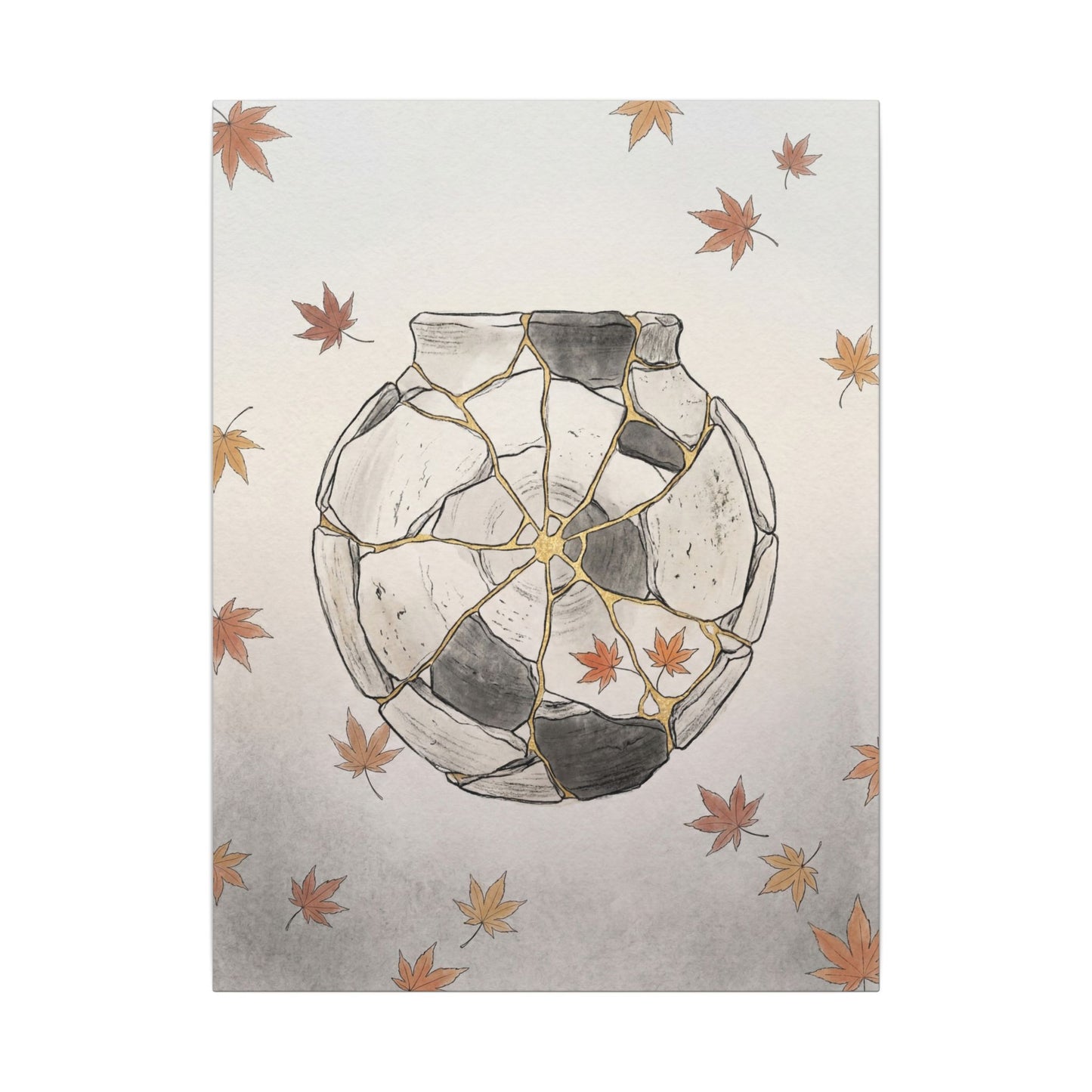 Japandi Broken Pottery in Dawn | Minimal Line Canvas Art