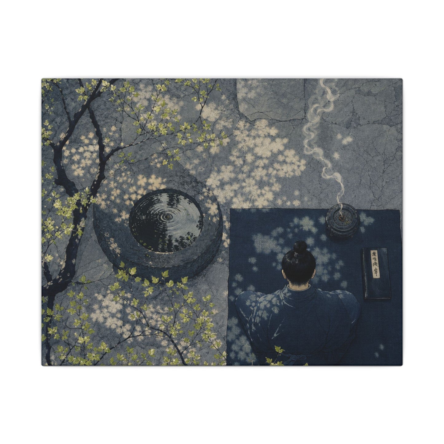 Spring Incense Smoke Ukiyo E Inspired Canvas Art | Tranquil Decor