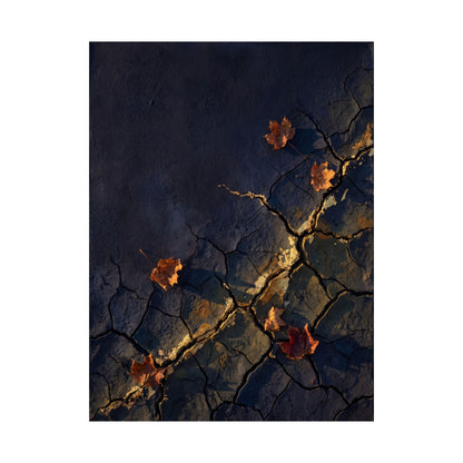 Golden Hour Cracked Earth Wall Art Print - Dark Japandi Seijaku