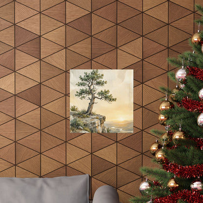 Golden Hour Pine Tree Wall Art Print - Japandi Mono No Aware