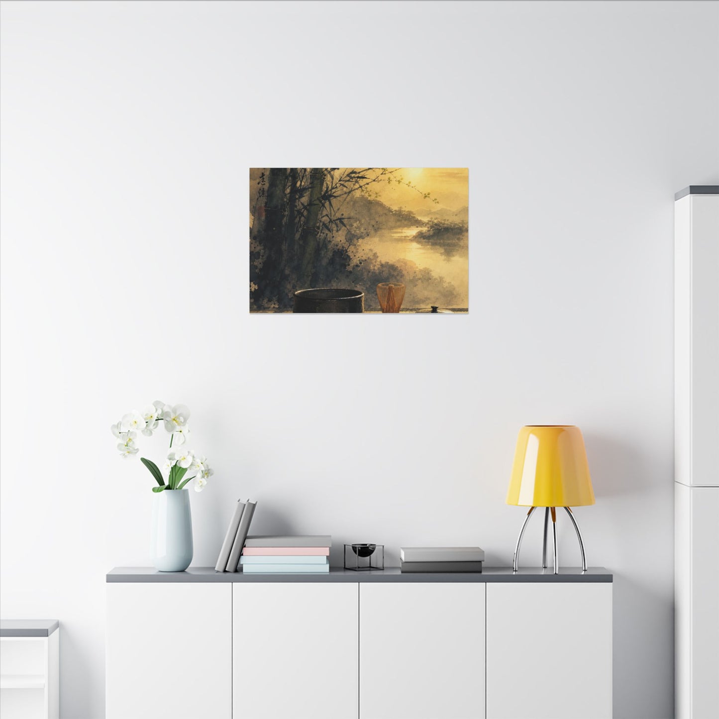 Tea Ceremony Sumi E Canvas Art | Contemplative Zen Art