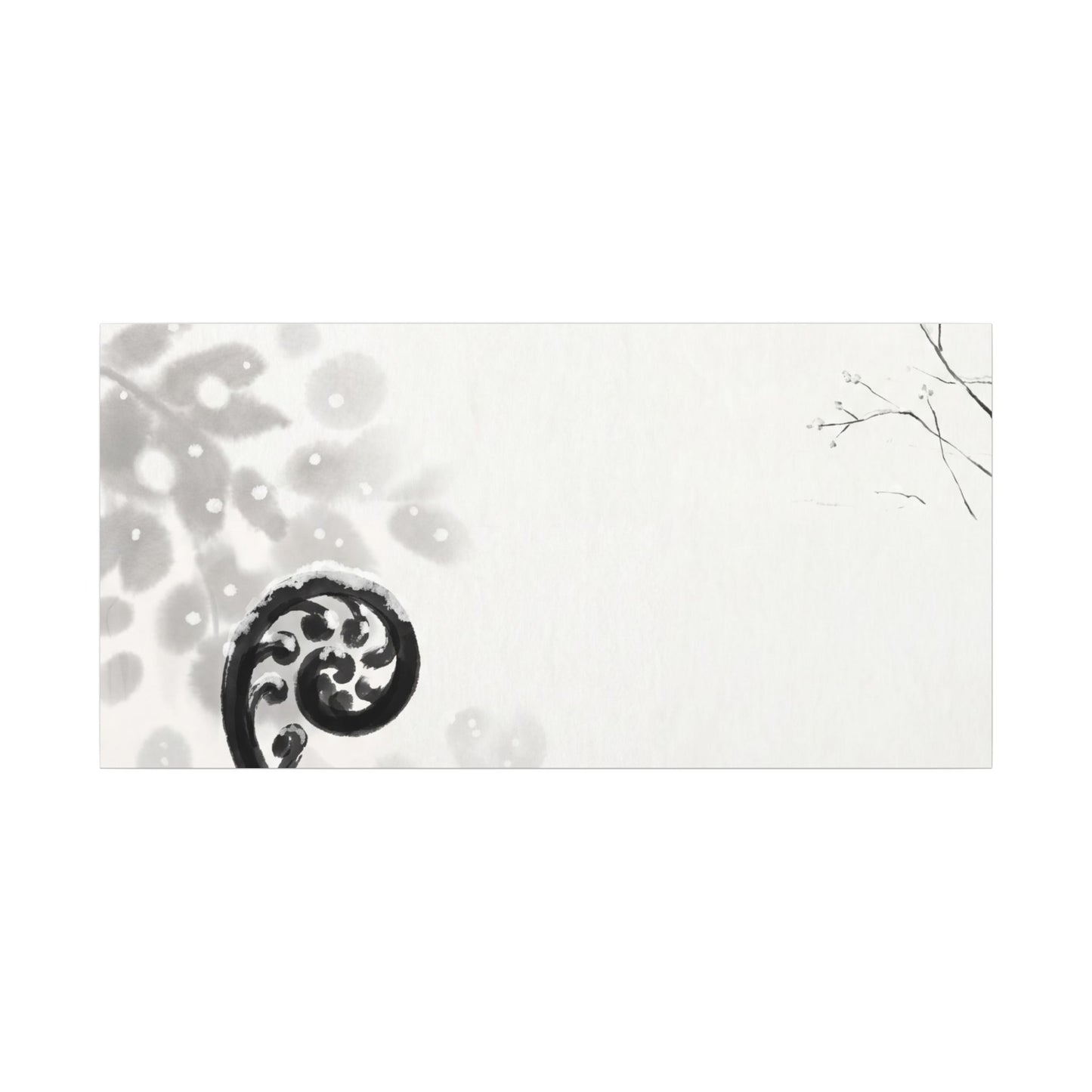 Winter Fern Unfurling Ukiyo E Inspired Canvas Art | Peaceful Decor