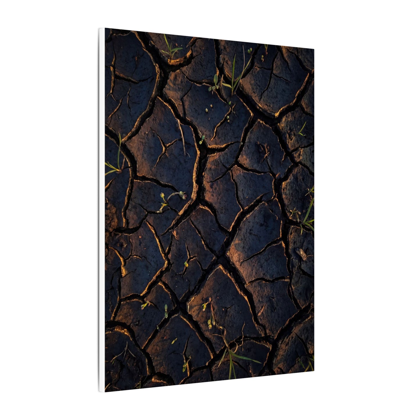 Cracked Earth Moody Minimal Canvas Art | Luxurious Dark Japandi Art